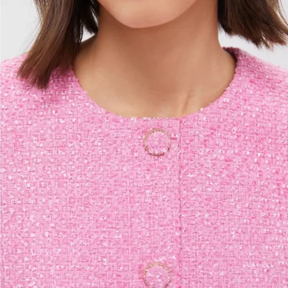 Tweed Pink Puff Sleeve Dress - Picture 2 of 4